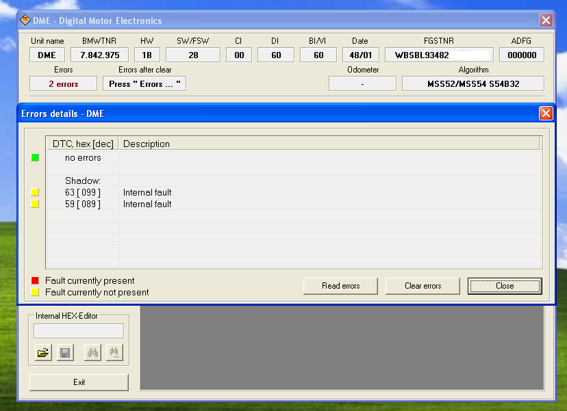 BMW Scanner 1.4 Reporting DME Shadow Memory Errors - NA M3 Forums